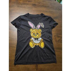 Play Boy Womens Size S Black Bear Logo Graphic Shirt Short Sleeve